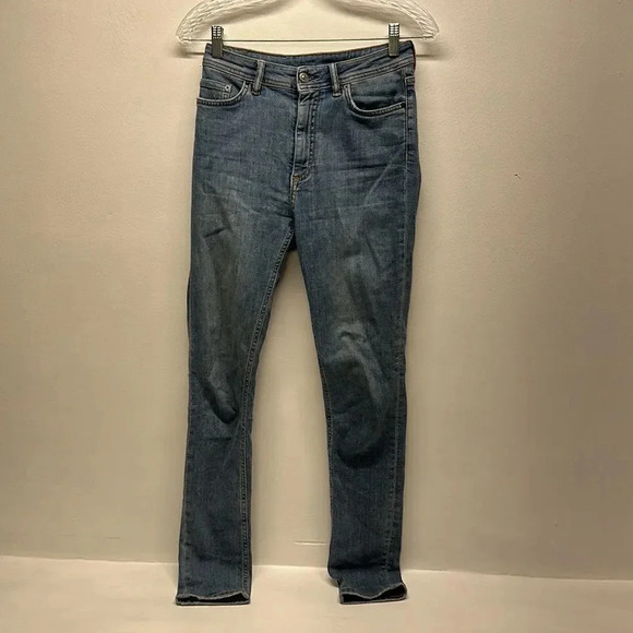 Acne Studios Peg Jeans Mid Rise Denim Jean Cotton Stretch Blue Size 26 x 32 - Picture 2 of 8